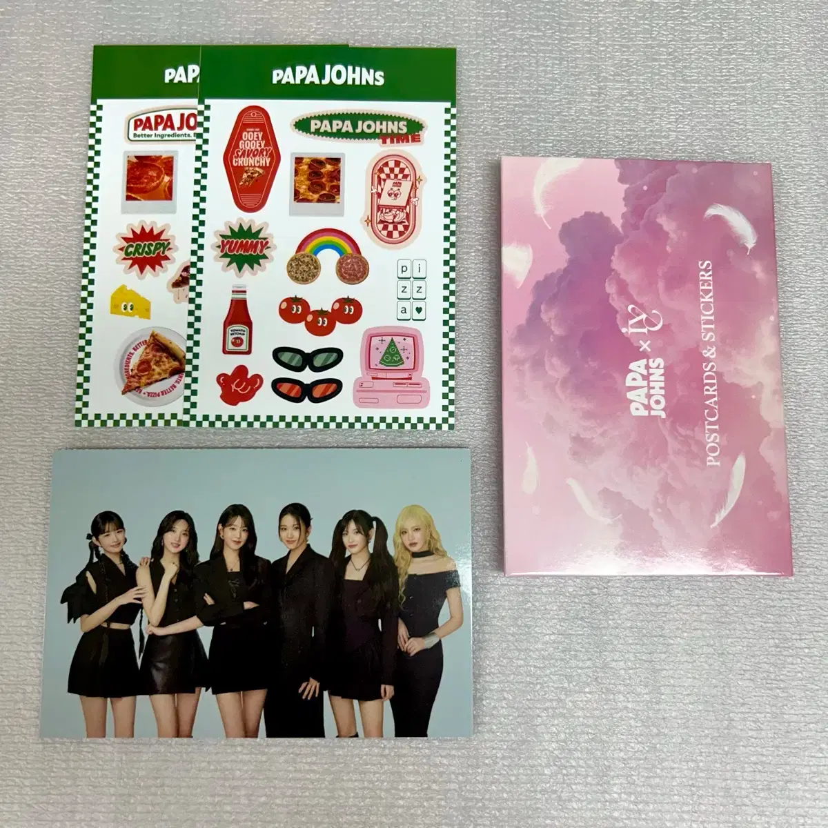 (Sealed) Ive X Papa John's Postcard & Sticker Set