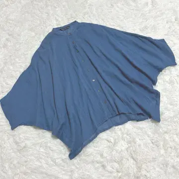 미즈이로 인드 스탠드 카라 와이드 셔츠 돌먼