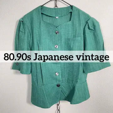 일본제 80s90s 쇼와 레트로 셔츠 자켓 플레어 퍼프 슬리브