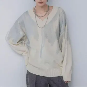 JEANASIS 하쿠 프린트 코튼 V넥 풀오버