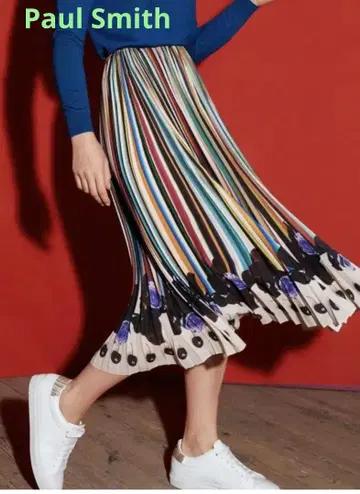 [ Paul Smith ] 스틸 라이프 블루 프린트 스커트 레어 희귀