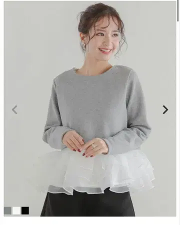 새상품 오간자 프릴 레이어드 맨투맨 fitmore