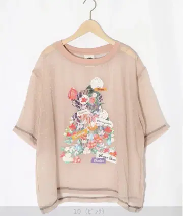 [ 스칼라 ] 곰 실루엣 꽃무늬 시어 T