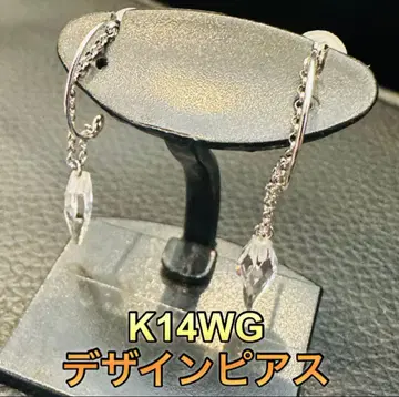 금 폭등 K14WG 디자인 귀걸이 크리스탈 장식 포함 USED