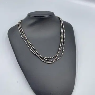 228 빈티지 다색 진주 3연 롱 목걸이