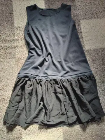 개성있는 슬리브리스 블랙 플레어 원피스 문장 기모노