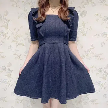 AnMILLE 데님 미니 플레어 OP 원피스