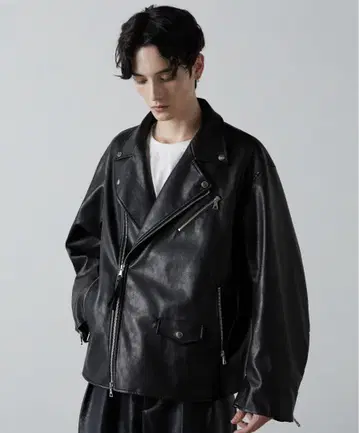 CLEL 인조 가죽 2way 라이더 자켓