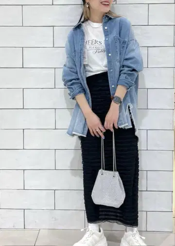 렙심 모듬 BIG 데님 셔츠 오버 사이즈 라이트 블루