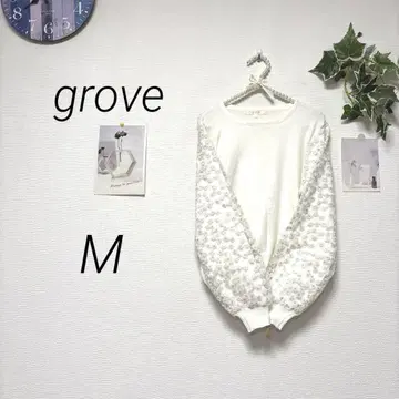 10000 grove 그로브 꽃무늬 디자인 절개 니트 M 레이온 혼방