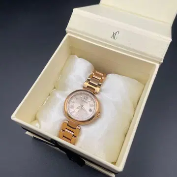 CITIZEN 크로스시 아날로그 솔라 파워 워치 핑크 골드 컬러