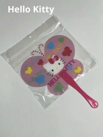 2004년 초레어 헬로키티 나비 모양 부채 핑크