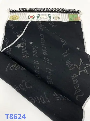 유키 쓰무기 개성 있는 패턴 블랙 베이스 순수 실크 옷감
