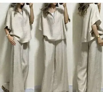 베이지 린넨풍 셋업