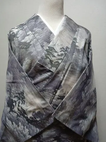 풍경 무늬 그레이 계열  기모노 팔 걸침 흐림 화장 64cm H33