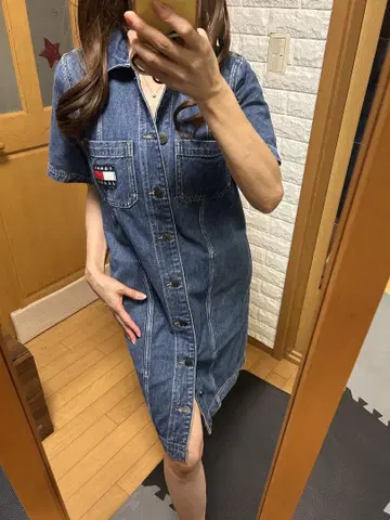 TOMMYJEANS 반팔 데님 원피스