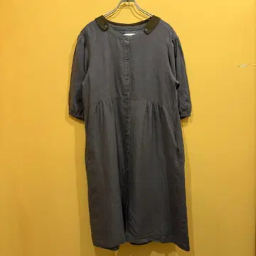 Si-Si-Si comfort 셔츠 원피스 개더 디자인 린넨