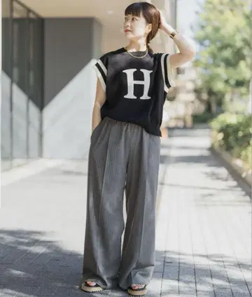 Spick&Span 그레이 와이드 팬츠
