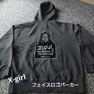 [ X-girl ] 백 페이스 로고 후드티