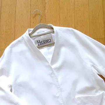HERNO 노카라 자켓 코트 화이트 40