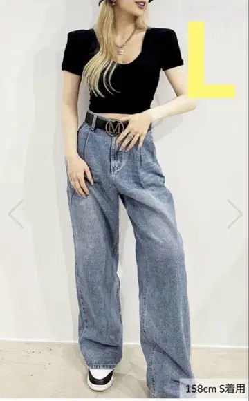 미사용 mirror9 Pleats wide de 와이드 팬츠 데님 L