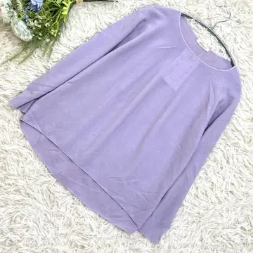 잇츠 인터내셔널 퍼플 풀오버 상의 크루넥 긴팔 F