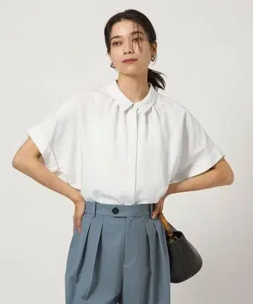 그린 라벨 릴랙싱 카라 부착 와이드 슬리브 셔츠 냉감 접촉