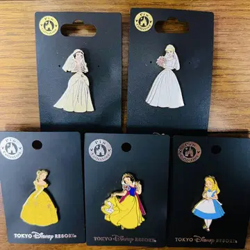 TDL 디즈니 프린세스 백설공주 신데렐라 벨 앨리스 핀 배지 5점