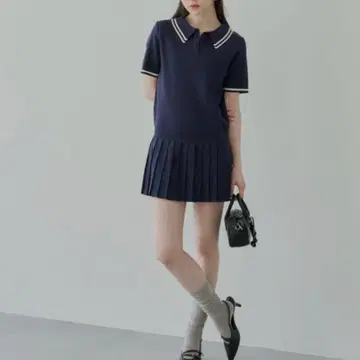 Chico 치코 플리츠 폴로 미니 원피스