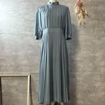 플로리아 백리본 플리츠 롱 결혼식 원피스 파티 드레스 L