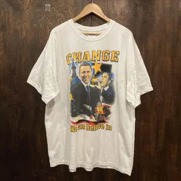 미국 빈티지 의류 오바마 CHANGE T셔츠 빅 사이즈 화이트 2XL