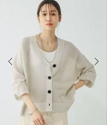 새상품 글로벌 워크 세탁 가능한 드라이 메쉬 가디건 SHORT 아이보리