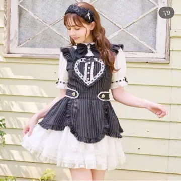 리즈리사 하트 에이프런 원피스