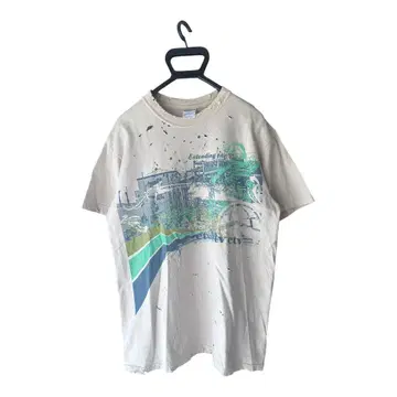 90s vintage 그래픽 프린트 T셔츠 데미지 페이드 가공