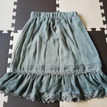 레이스 플레어 스커트 그린 M