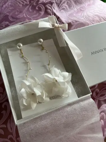 ANNAN WEDDING 플라워 펄 오간자 귀찌
