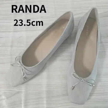 RANDA 스퀘어토 리본 포함 발레 펌프스 23.5cm 더스티 블루