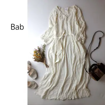 Bab 바브 부즈루드 플라워 자카드 롱 원피스 7부 소매