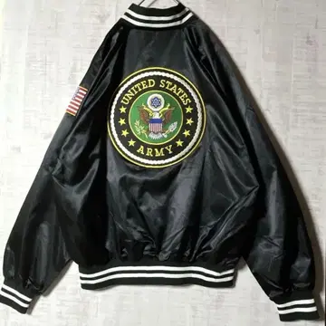 AUGUSTA 빅 로고 바시티 자켓 나일론 점퍼 블랙 자수 사이즈 L