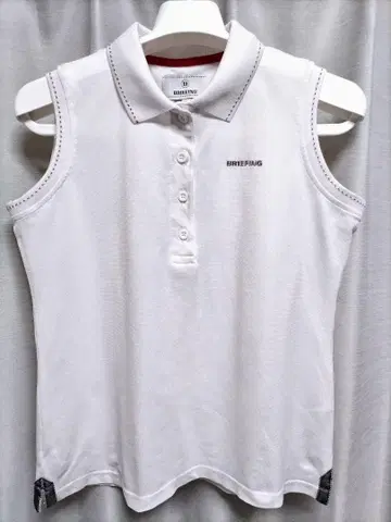 브리핑 피케 셔츠 슬리브리스 화이트
