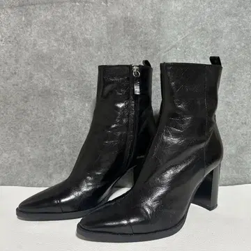 ZARA 블랙 가죽 스틸레토 부티 24.5cm