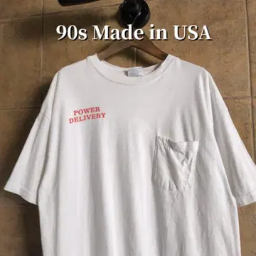 90s USA POWER DELIVERY 포켓 T셔츠 기업 XL