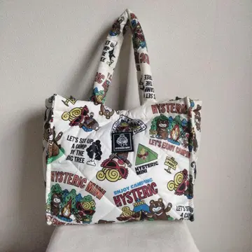 HYSTERIC MINI 캠핑 패턴 퀼팅 토트백 곰 올 패턴
