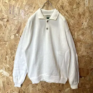 레어 Vintage USA 엘엘빈 하프 버튼 니트 화이트