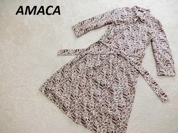 AMACA 아마카 올 패턴 리본 셔츠 원피스 화이트 38