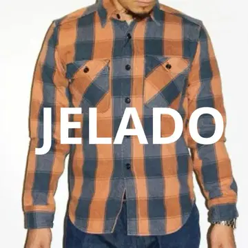JELADO 오렌지 그레이 체크 플란넬 셔츠 유니온 워커 셔츠