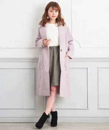 MAJESTIC LEGON 체스터 코트 롱 코트 M 연보라