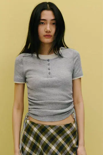 ZARA 더블 개더 t셔츠