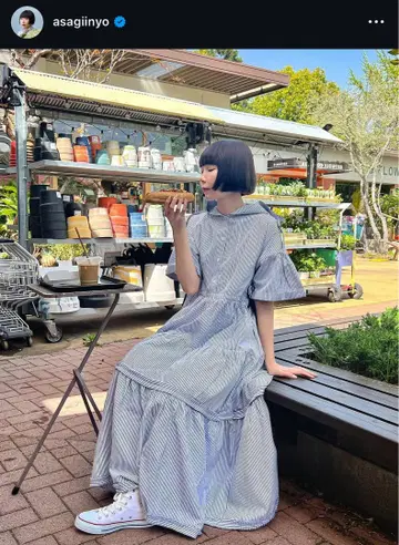 POPPY 아사기니뇨 스트라이프 원피스