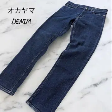 오카야마 DENIM 일본제 데님 스트레이트 청바지 다크 네이비 W79